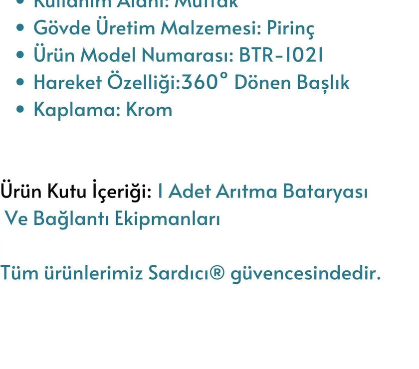 Arıtma Cihazı Bataryası Su Arıtma Musluğu Arıtma Bataryası 5 Yıl Garantili