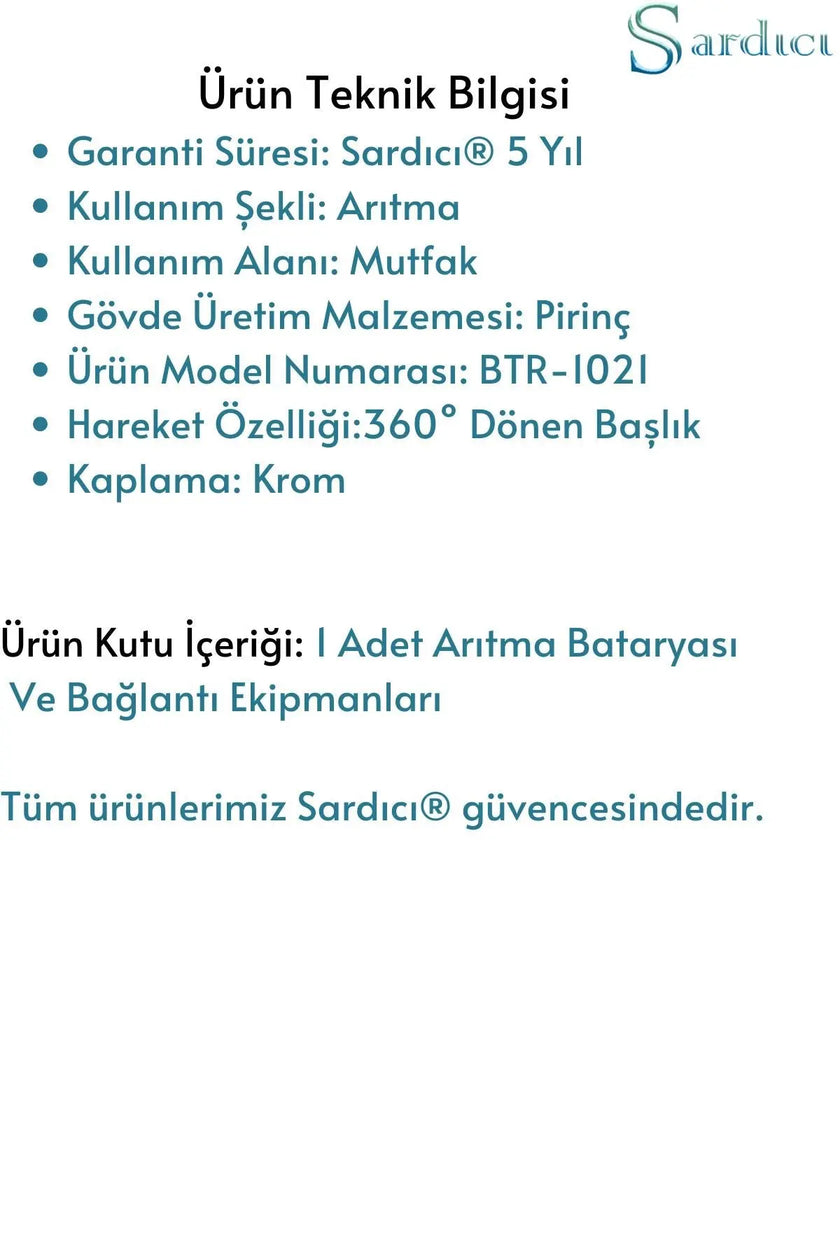 Arıtma Cihazı Bataryası Su Arıtma Musluğu Arıtma Bataryası 5 Yıl Garantili